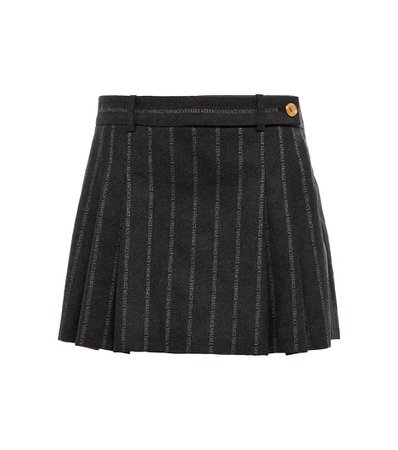 Versace - Logo striped wool-blend miniskirt