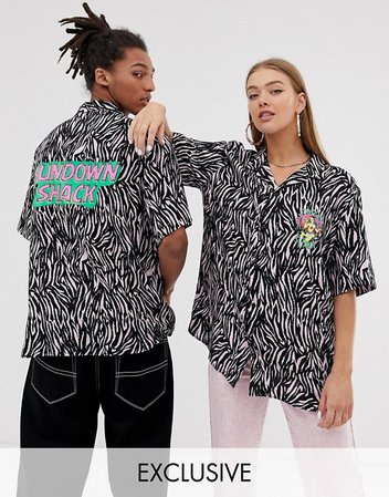 COLLUSION Unisex revere shirt with tiger print | ASOS