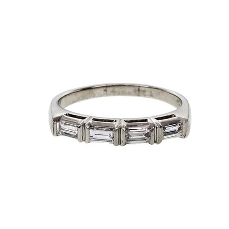 Vintage 1940 Diamond Baguette Wedding Band Ring Platinum - petersuchyjewelers