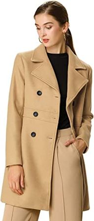 Amazon.com: Allegra K Women's Double Breasted Notched Lapel Long Winter Coats : Clothing, Shoes & Jewelry