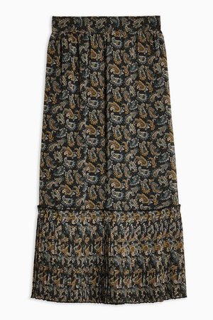 Paisley Tiered Pleat Midi Skirt | Topshop