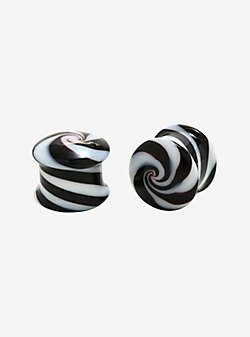 Glass Black & White Swirl Plug 2 Pack hot topic