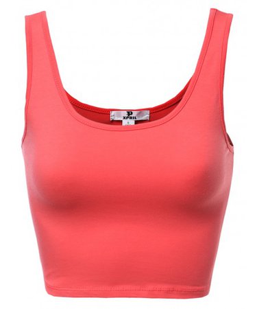 Basic Solid Sleeveless Crop Tank Tops | 06 Coral