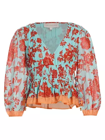 Shop Love the Label Elle Floral Peplum Blouse | Saks Fifth Avenue