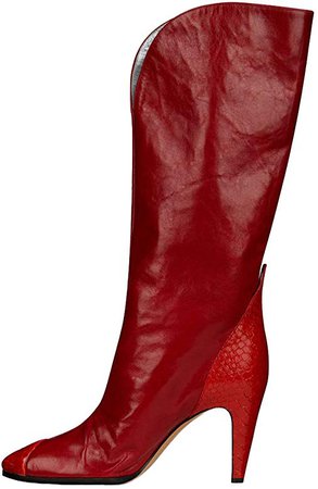 Amazon.com | Themost Cowgirl Thigh High Boots Knee High Wide Calf Boot Winter Combat High Heel Booties Red | Boots