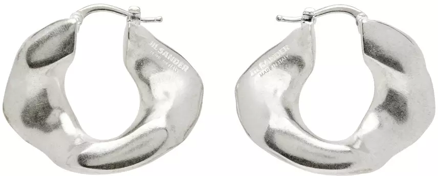 Jil Sander: Silver Hoop Earrings | SSENSE