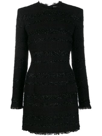 Black Balmain Short Tweed Dress | Farfetch.com