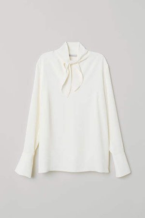Tie-front Blouse - White