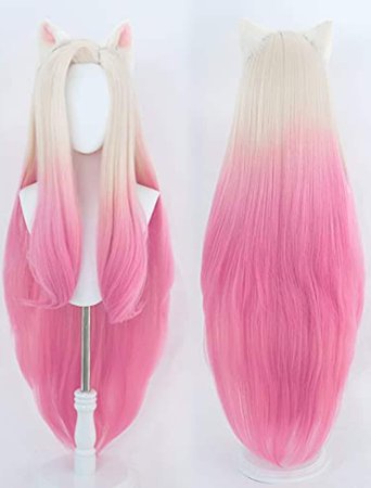 Pink white wig