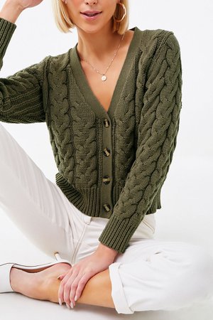 Buttoned Cable Knit Cardigan | Forever 21