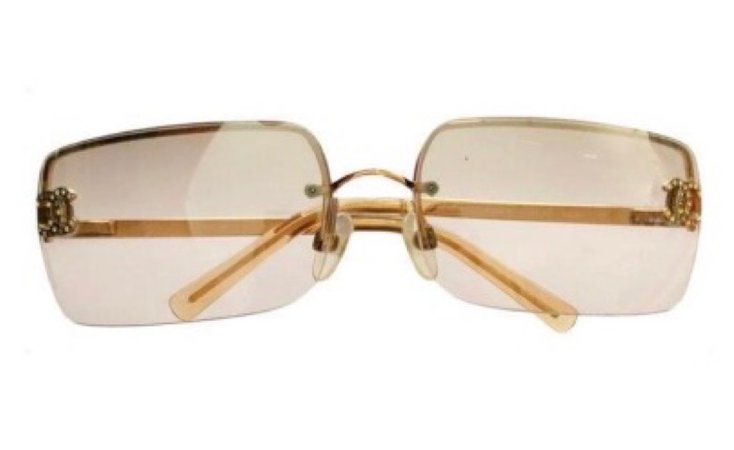 Chanel Beige tinted Rhinestone sunglasses