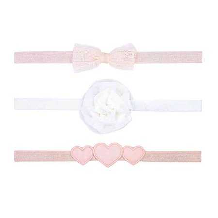 carter's® Size 0-12M 3-Pack Flower Heart Headbands in Pink | buybuy BABY