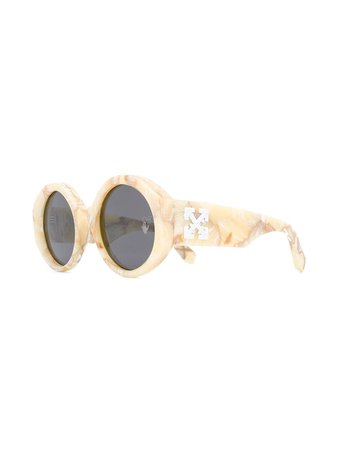 Shop Off-White marbled-effect round-frame sunglasses with Express Delivery - Farfetch