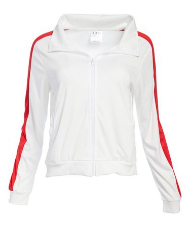 Lit 26 White & Red Sleeve-Stripe Track Jacket - Women