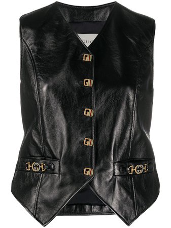 Gucci, leather Horsebit gilet vest