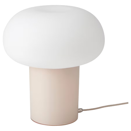 IKEA DEJSA Table lamp, beige/opal white glass, 28 cm (11 ")