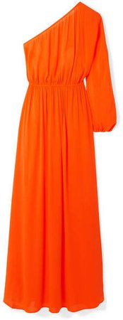 Vera One-shoulder Crinkled-voile Maxi Dress - Orange