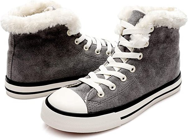 Amazon.com | yageyan Womens High Top Sneakers Suede Plush Shoes Warm Soft Fashion Sneakers Comfortable Snow Boots Winter Shoes for Women(Gray9) Grey | Fashion Sneakers