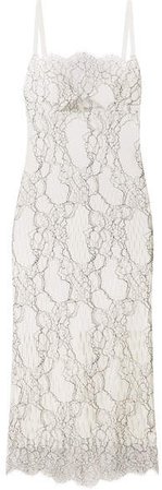 Lory Corded-lace And Cutout Neoprene Dress - White