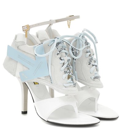 Heeled Runner Leather Sandals - Off-White | mytheresa.com