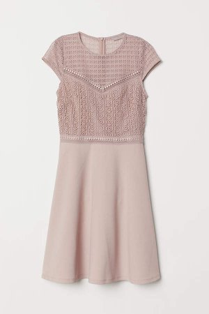 Cap-sleeved Dress - Pink