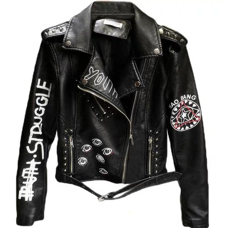 *clipped by @luci-her* Dare You PU Leather Punk Jacket – BestKawaii