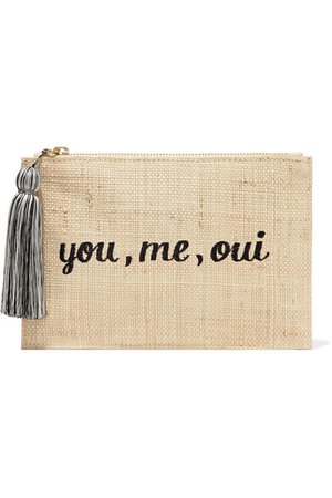 Kayu | Embroidered woven straw pouch | NET-A-PORTER.COM