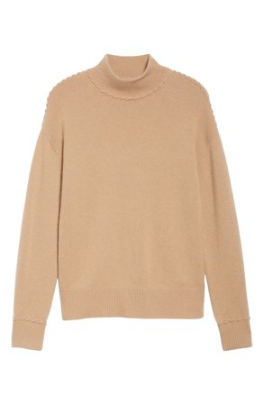 Theory Whipstitch Mock Neck Cashmere Sweater