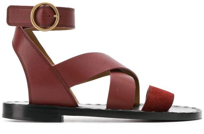 round toe ankle buckle sandals