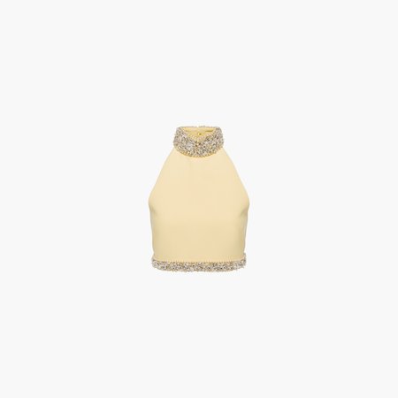 Embellished cady halter top Cream | Miu Miu