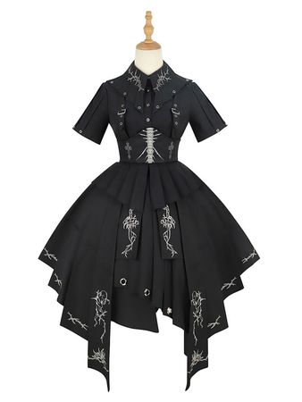 Costumes Military Uniform Lolita Army Cross Metal Details Black Black - Milanoo.com