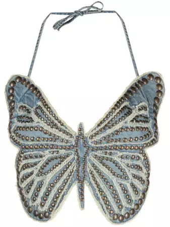Blumarine stud-embellished Butterfly Top - Farfetch