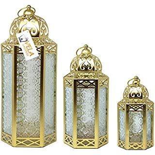 Amazon.com: Vela Lanterns Temple Moroccan Style Decorative Candle Lanterns for Ramadan, Gold, Set of 2 : Home & Kitchen