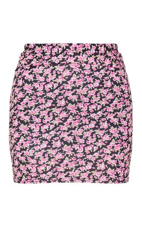 PINK DITSY FLORAL JERSEY MINI SKIRT