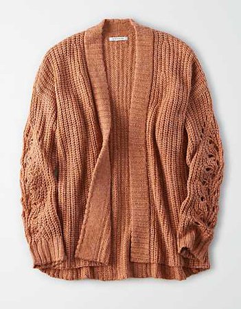 AE Open Front Oversized Cardigan rust