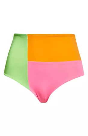 Mara Hoffman Lydia Colorblock High Waist Bikini Bottoms | Nordstrom