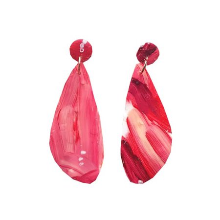 Red & White Abstract Clay Ann Earrings | Emily Laura Designs | Wolf & Badger