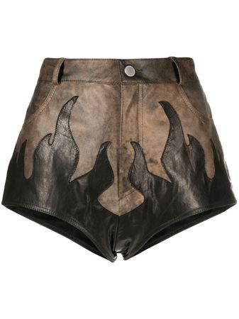 Alessandra Rich Flame Appliqué Leather Shorts - Farfetch