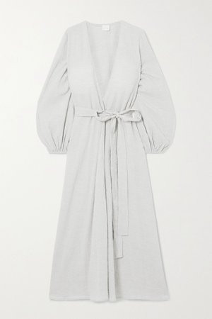 Gray Crinkled cotton-gauze wrap dress | Pour Les Femmes | NET-A-PORTER