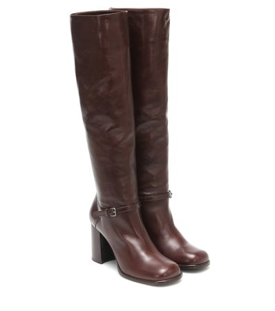 Miu Miu - Leather knee-high boots | Mytheresa