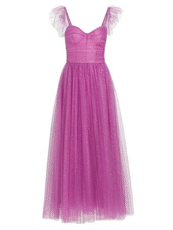 Shop Monique Lhuillier Sleeveless Glitter Tulle Dress | Saks Fifth Avenue