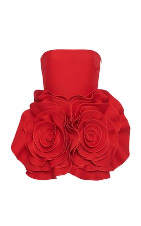 Floral-Detailed Wool-Blend Strapless Dress By Valentino | Moda Operandi