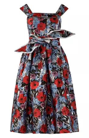 Autumn Adeigbo Gabriella Floral Jacquard Tie Waist Dress | Nordstrom