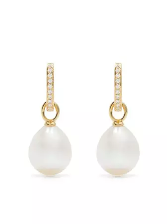 Kiki McDonough 18kt Yellow Gold Classics Pearl And Diamond Drop Earrings - Farfetch