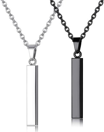 Jstyle Stainless Steel Bar Pendant Necklace for Mens Women Cool Vertical Cuboid Stick Pendant Chain Necklace Set | Amazon.com