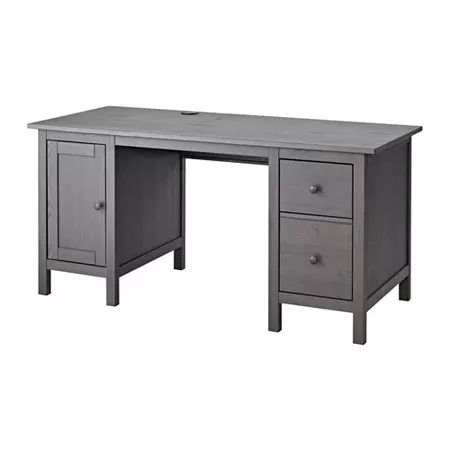 HEMNES Desk - dark gray stained - IKEA