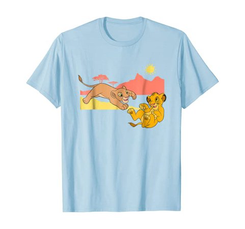 Amazon.com: Disney The Lion King Young Simba Nala Playing T-Shirt: Clothing