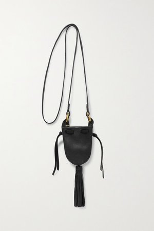 Radjimi Mini Tasseled Leather Bucket Bag - Black