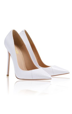 Shoes: 'PARIS' White Patent Leather Pointy Toe Heels 5"