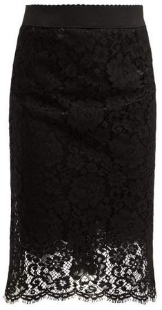 Floral Lace Pencil Skirt - Womens - Black